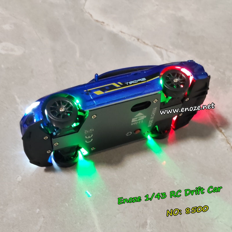 ENOZE 8500 RC drift car, 1/43 scale 4-wheel drive drift car with LED lights and gyro